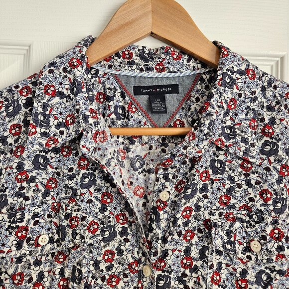 Tommy Hilfiger Women's Size Large Floral Dress Long Sleeve Button Down Shirt - Picture 4 of 11